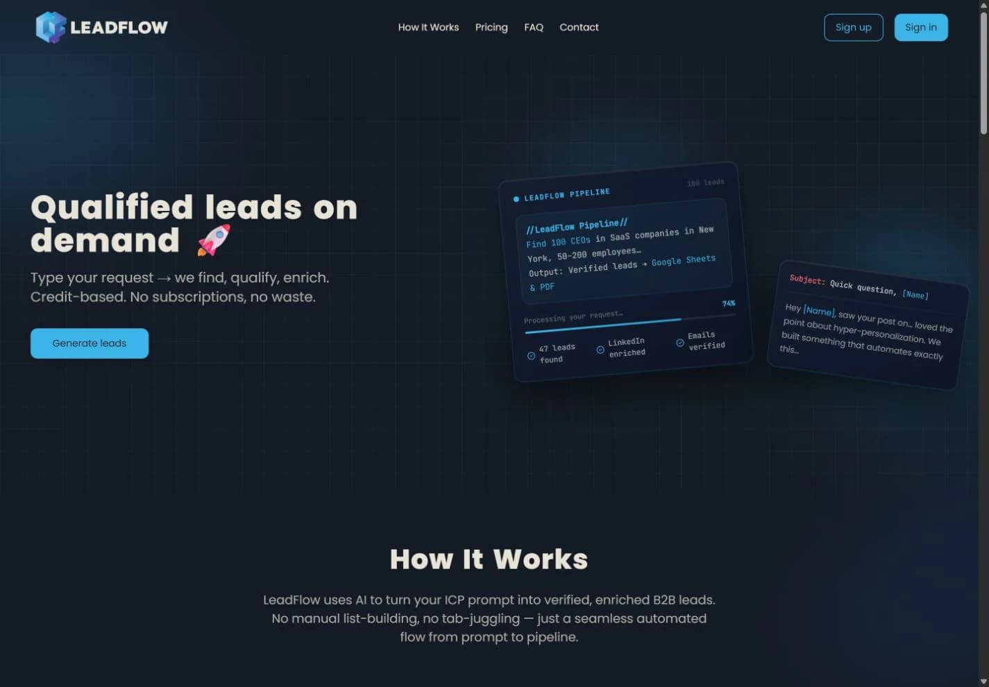 LeadFlow website preview
